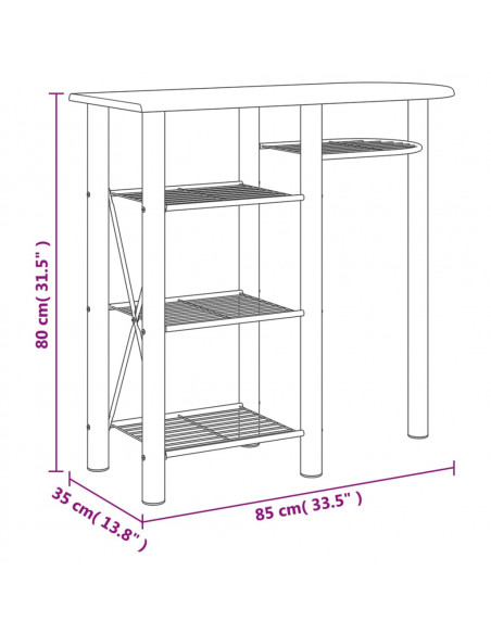 Set da Bar 3 pz Grigio e Marrone in Legno Multistrato e Ferro