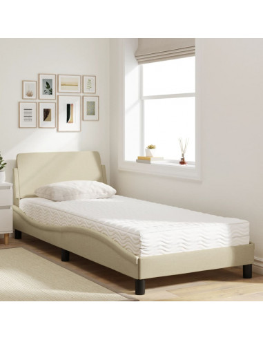 Letto con Materasso Crema 90x200 cm in Tessuto