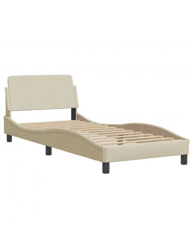 Letto con Materasso Crema 90x200 cm in Tessuto