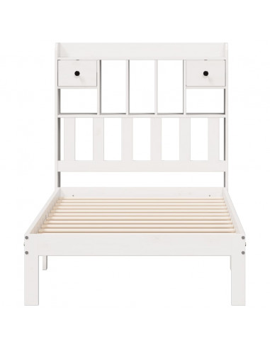 Letto Libreria senza Materasso Bianca 90x200 cm Legno di Pino