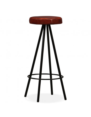 Set da Bar 5 pz in Legno Massello di Acacia e Vera Pelle