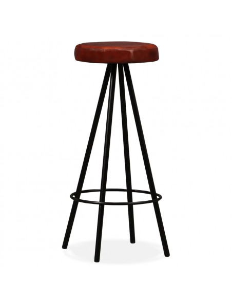 Set da Bar 5 pz in Legno Massello di Acacia e Vera Pelle