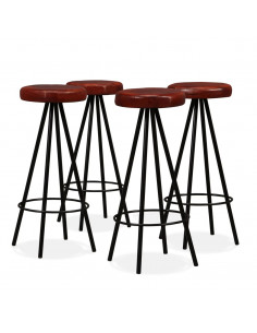 Set da Bar 5 pz in Legno Massello di Recupero e Vera Pelle