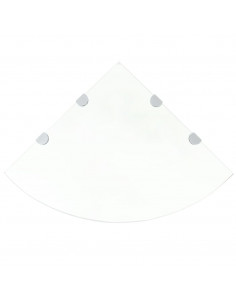 Scaffali Angolari 2 pz Supporti Cromati e Vetro Chiaro 45x45 cm 2