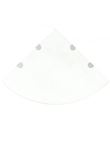 Scaffali Angolari 2 pz Supporti Cromati e Vetro Chiaro 45x45 cm