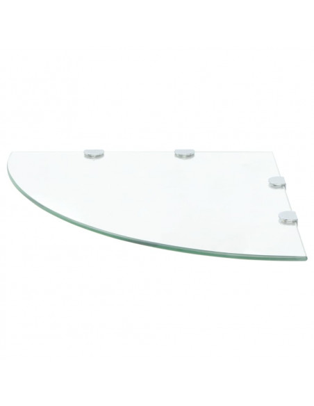 Scaffali Angolari 2 pz Supporti Cromati e Vetro Chiaro 45x45 cm