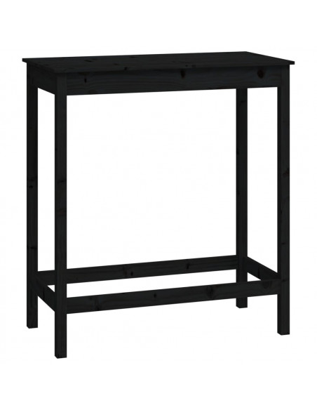 Set da Bar 5 pz Nero in Legno Massello di Pino
