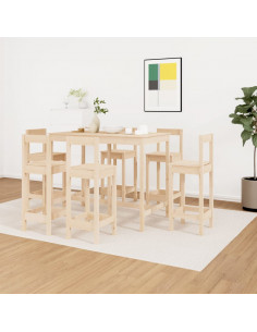 Set da Bar 7 pz in Legno Massello di Pino