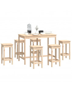 Set da Bar 7 pz in Legno Massello di Pino