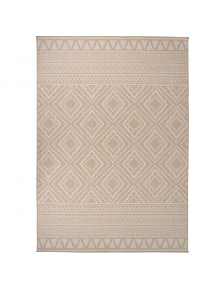 Tappeto da Esterni a Tessitura Piatta 140x200cm Strisce Marroni