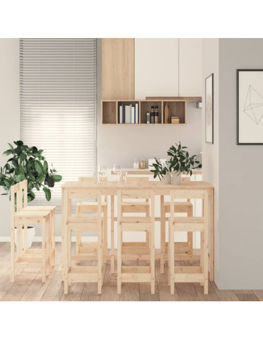 Set da Bar 9 pz in Legno Massello di Pino