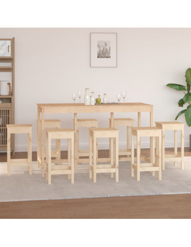 Set da Bar 9 pz in Legno Massello di Pino