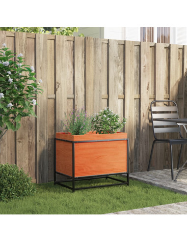 Fioriera Giardino Marrone Cera 60x50x40 cm Legno Massello Pino