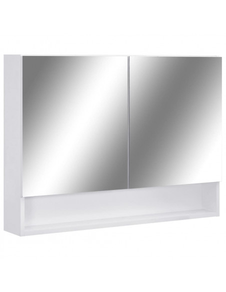 Armadietto a Specchio con LED Bianco 80x15x60 cm in MDF