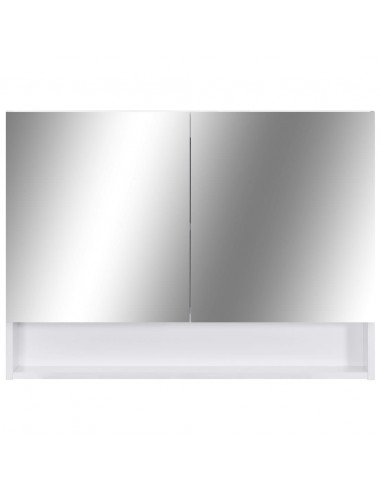 Armadietto a Specchio con LED Bianco 80x15x60 cm in MDF