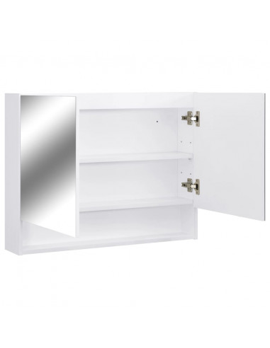 Armadietto a Specchio con LED Bianco 80x15x60 cm in MDF