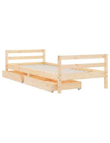 Giroletto Bambini con Cassetti 80x200 cm Legno Massello di Pino
