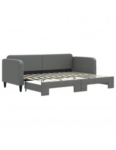 Divano Letto con Letto Estraibile Grigio Scuro 80x200 Tessuto 2