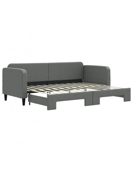 Divano Letto con Letto Estraibile Grigio Scuro 80x200 Tessuto