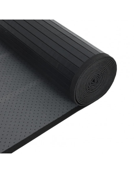 Tappeto Rettangolare Nero 60x500 cm in Bambù