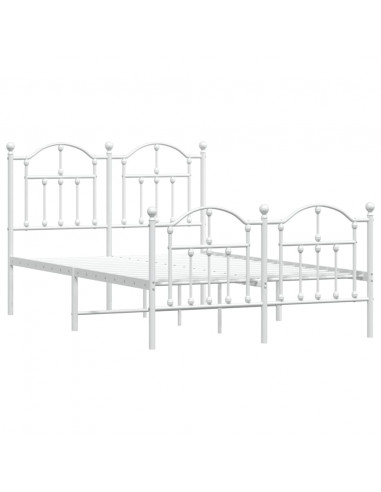 Giroletto con Testiera e Pediera Metallo Bianco 120x200 cm