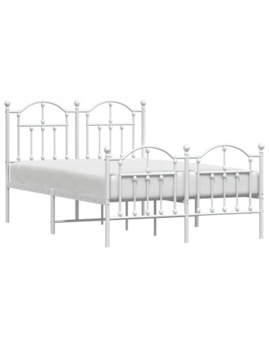 Giroletto con Testiera e Pediera Metallo Bianco 120x200 cm