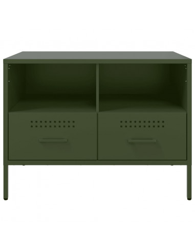 Mobili TV 2 pz Verde Oliva 68x39x50,5cm Acciaio Laminato Freddo