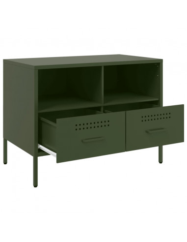 Mobili TV 2 pz Verde Oliva 68x39x50,5cm Acciaio Laminato Freddo