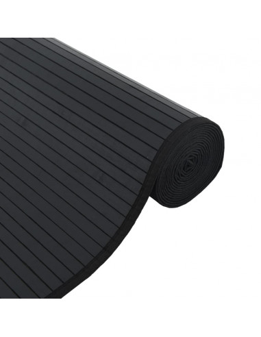 Tappeto Rettangolare Nero 100x500 cm in Bambù