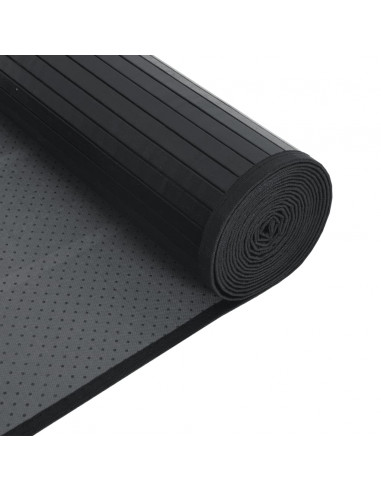 Tappeto Rettangolare Nero 100x500 cm in Bambù