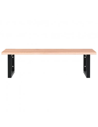 Ripiano a Parete per Lavabo in Acciaio e Massello di Rovere