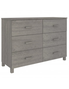 Credenza HAMAR Grigio Chiaro 113x40x80cm Legno Massello di Pino 2