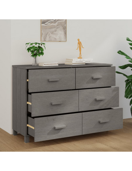 Credenza HAMAR Grigio Chiaro 113x40x80cm Legno Massello di Pino