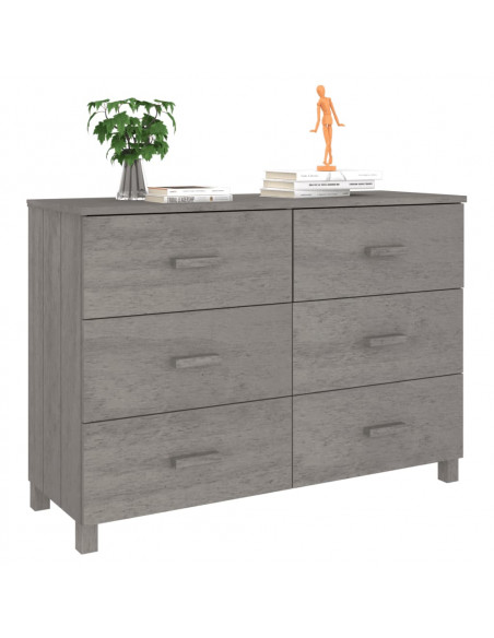 Credenza HAMAR Grigio Chiaro 113x40x80cm Legno Massello di Pino