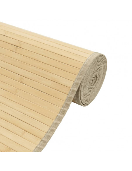 Tappeto Rettangolare Naturale Chiaro 100x100 cm in Bambù