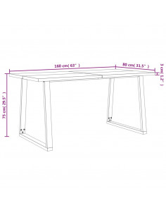 Set da Pranzo 3 pz con Bordi Vivi in Legno Massello di Acacia