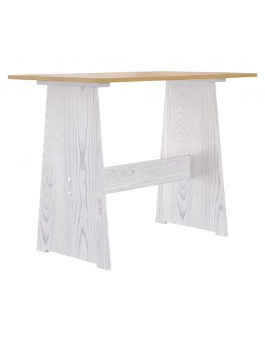 Set da Pranzo 3pz REINE Marrone Miele e Bianco in Legno di Pino