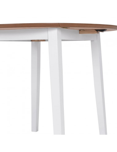 Set da Pranzo 5 pz in MDF e Legno di Hevea Bianco
