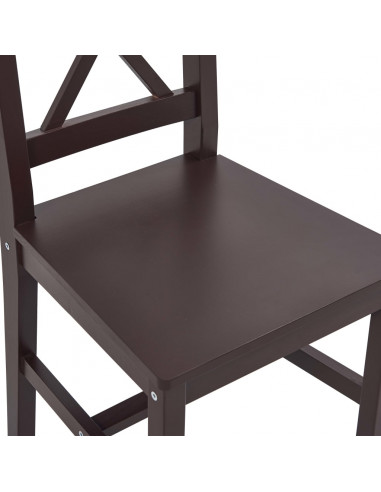 Set da Pranzo 7 pz in Legno di Pino Marrone Scuro