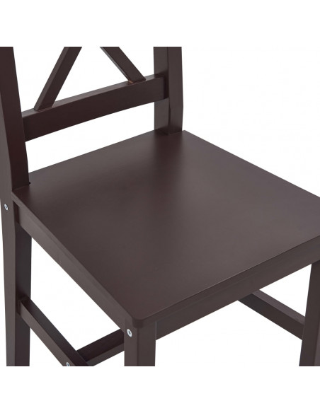 Set da Pranzo 7 pz in Legno di Pino Marrone Scuro