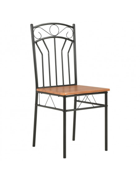 Set da Pranzo 7 pz in MDF e Acciaio Marrone