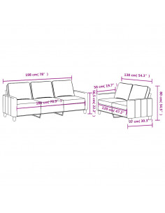 Set di Divani 2 pz con Cuscini Crema in Tessuto 2