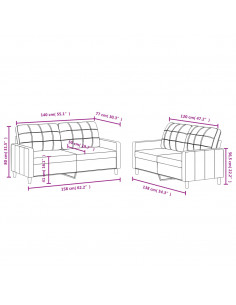 Set di Divani 2 pz con Cuscini Crema in Tessuto 2