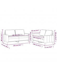 Set di Divani 2 pz con Cuscini giallo in Velluto 2