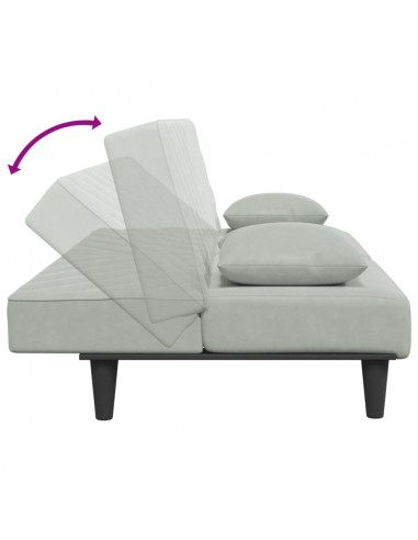 Set di Divani 2 pz con Cuscini Grigio Chiaro in Velluto