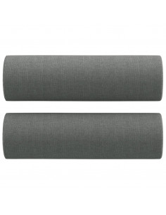 Set di Divani 2 pz con Cuscini Grigio Scuro in Tessuto 2