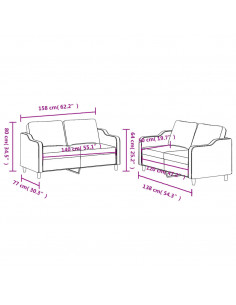 Set di Divani 2 pz con Cuscini Grigio Scuro in Tessuto