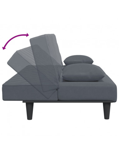 Set di Divani 2 pz con Cuscini Grigio Scuro in Velluto