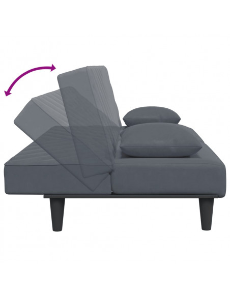 Set di Divani 2 pz con Cuscini Grigio Scuro in Velluto