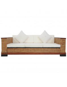 Set di Divani 2 pz con Cuscini in Rattan Naturale Marrone 2